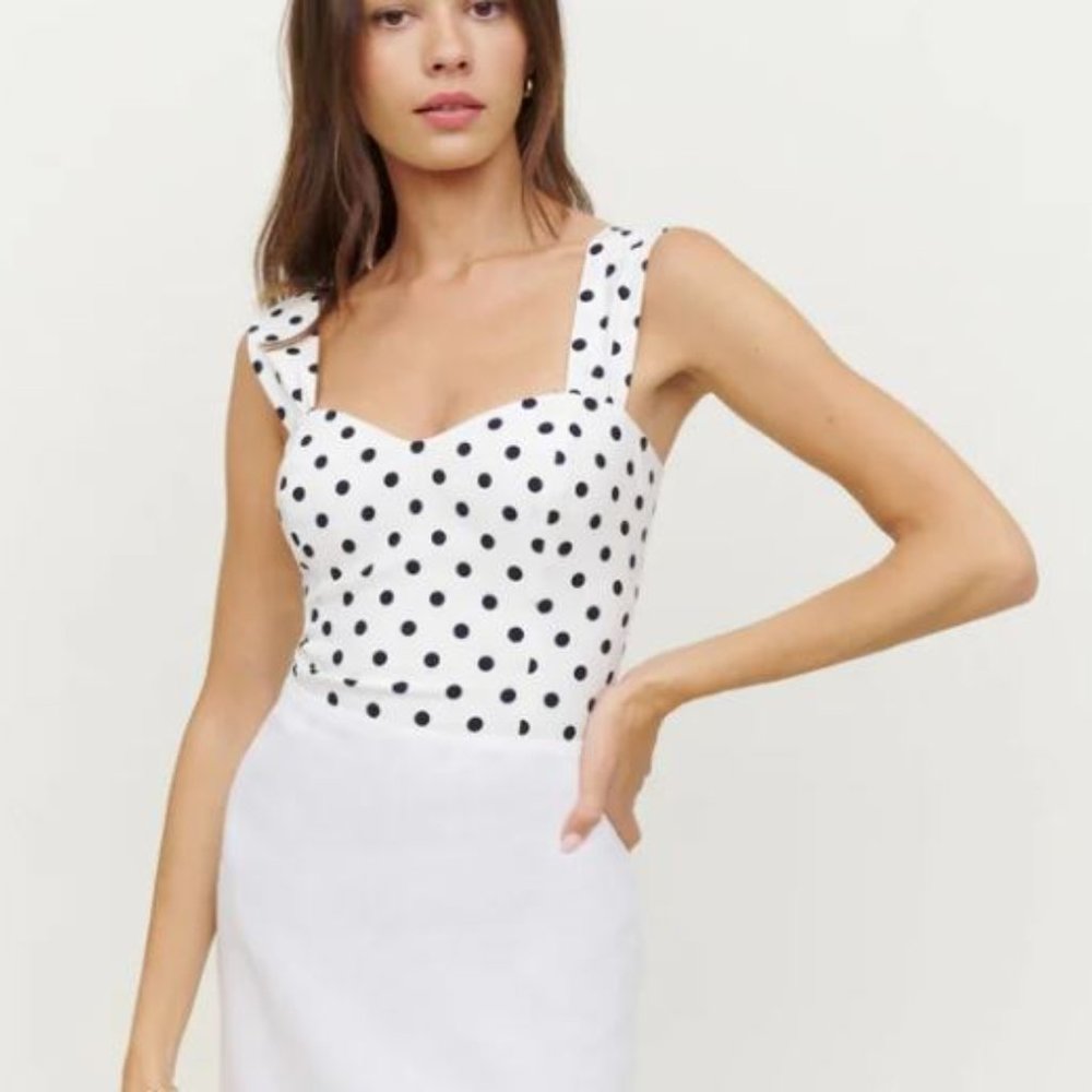 Reformation Santana Polka Dotted Top